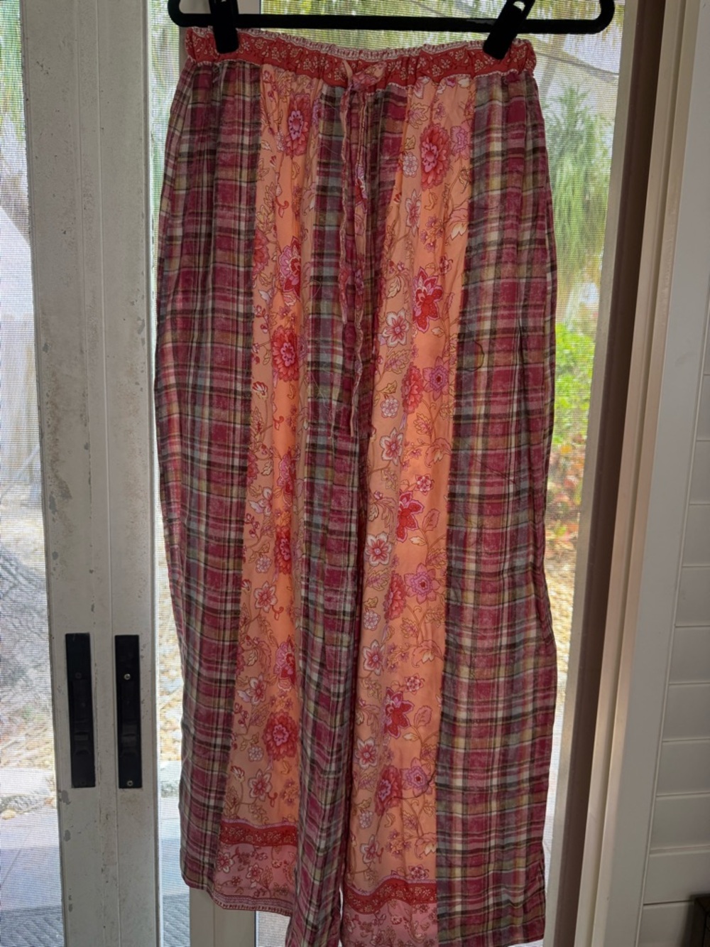 POL Wide Leg Pants - Pink Plaid & Peach Floral NWOT